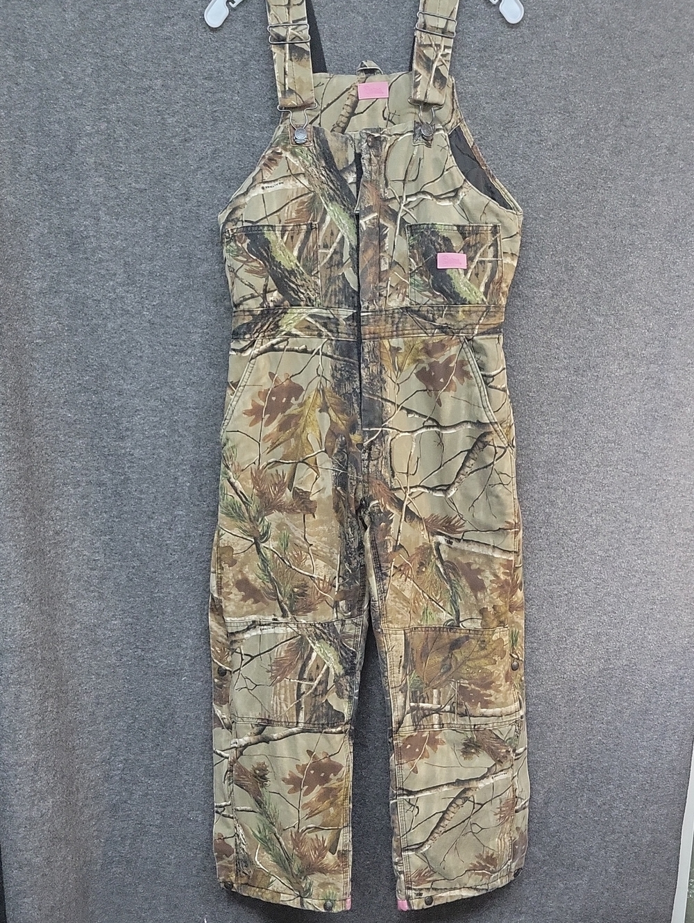 Berne Insulated Camo Bibs Ladies Size 6-8  ~  Short Inseam 26"~ Side Zip Legs